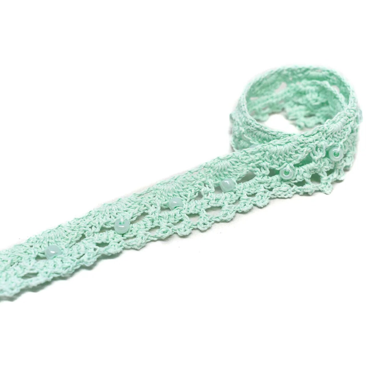 1 Yard Crochet Beaded Trim Decorative DIY Craft Ribbon 0.625 inch Width